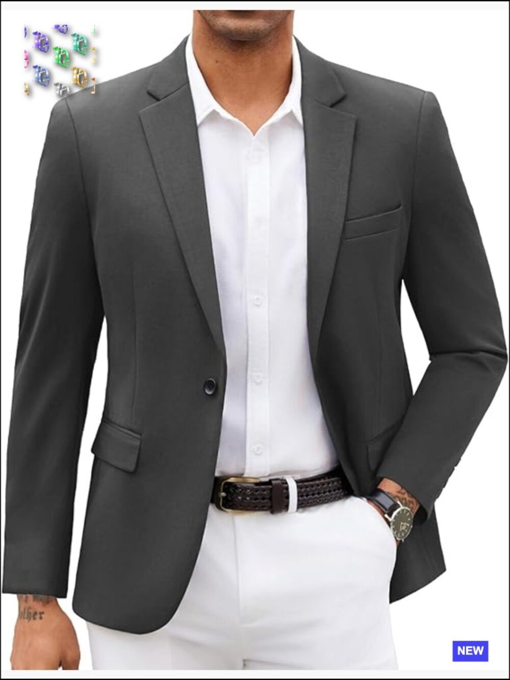 Slim Fit Stretch Knit Blazer Classic Notch Lapel One Button Casual Sport Coat